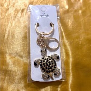 Mint Gold and Black Turtle Keychain